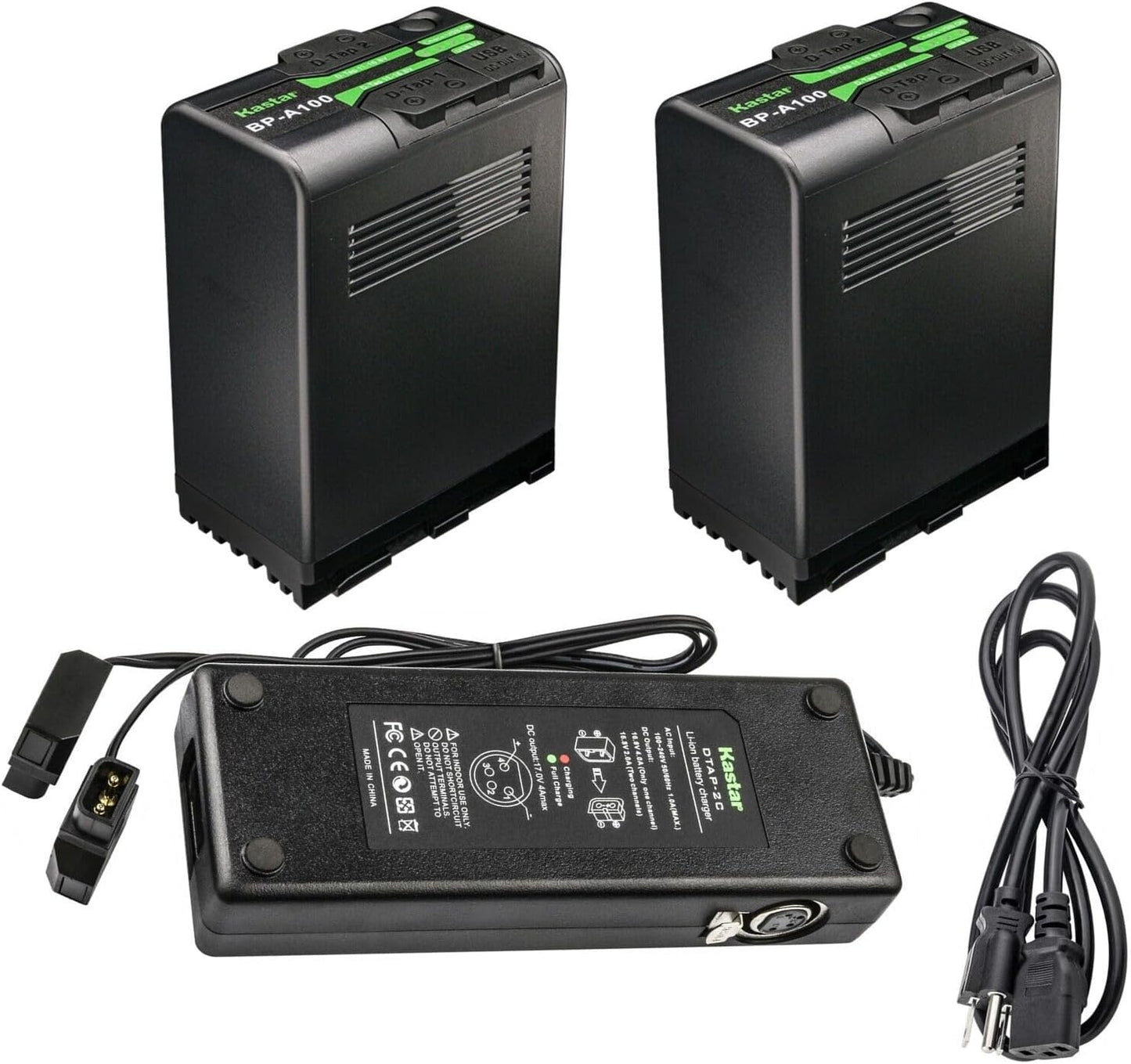 Kastar BP-A100 Battery 2 Pack with Dual D-Tap Charger Kit