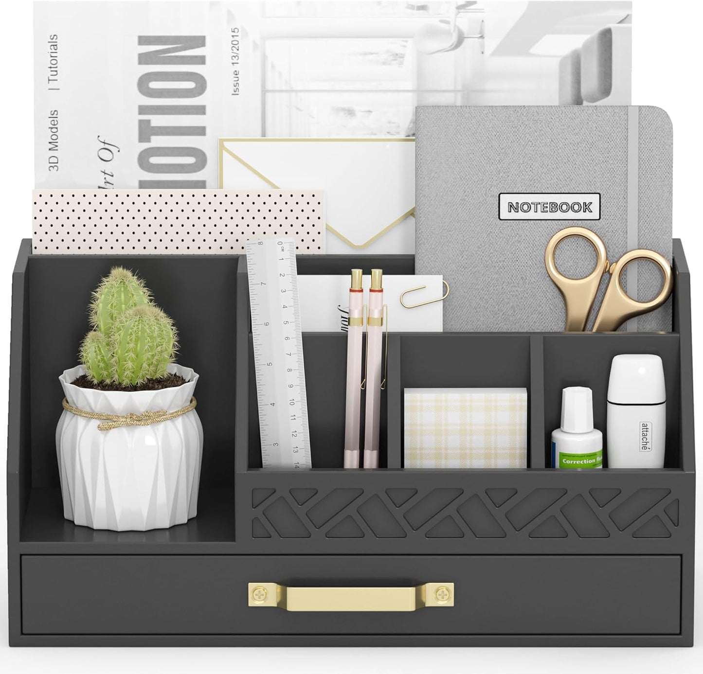Bamboo Desk Organizer with Drawers for Efficient Desk Storage