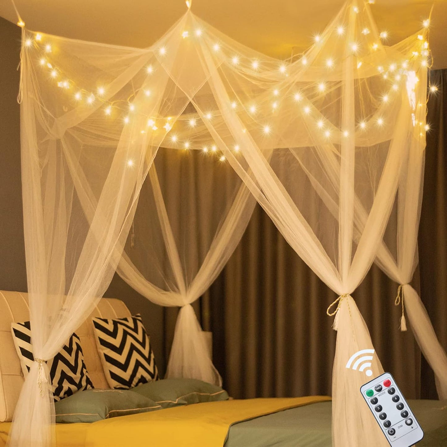 Obrecis Princess Canopy with Star Lights