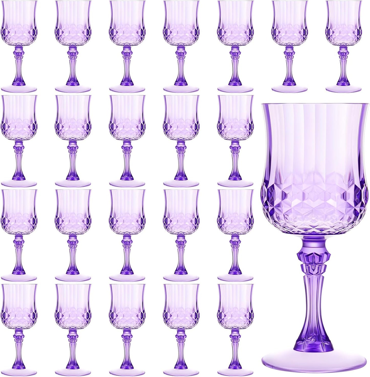 Vintage Plastic Wine Glasses for Parties - 50 Pcs Reusable Goblets
