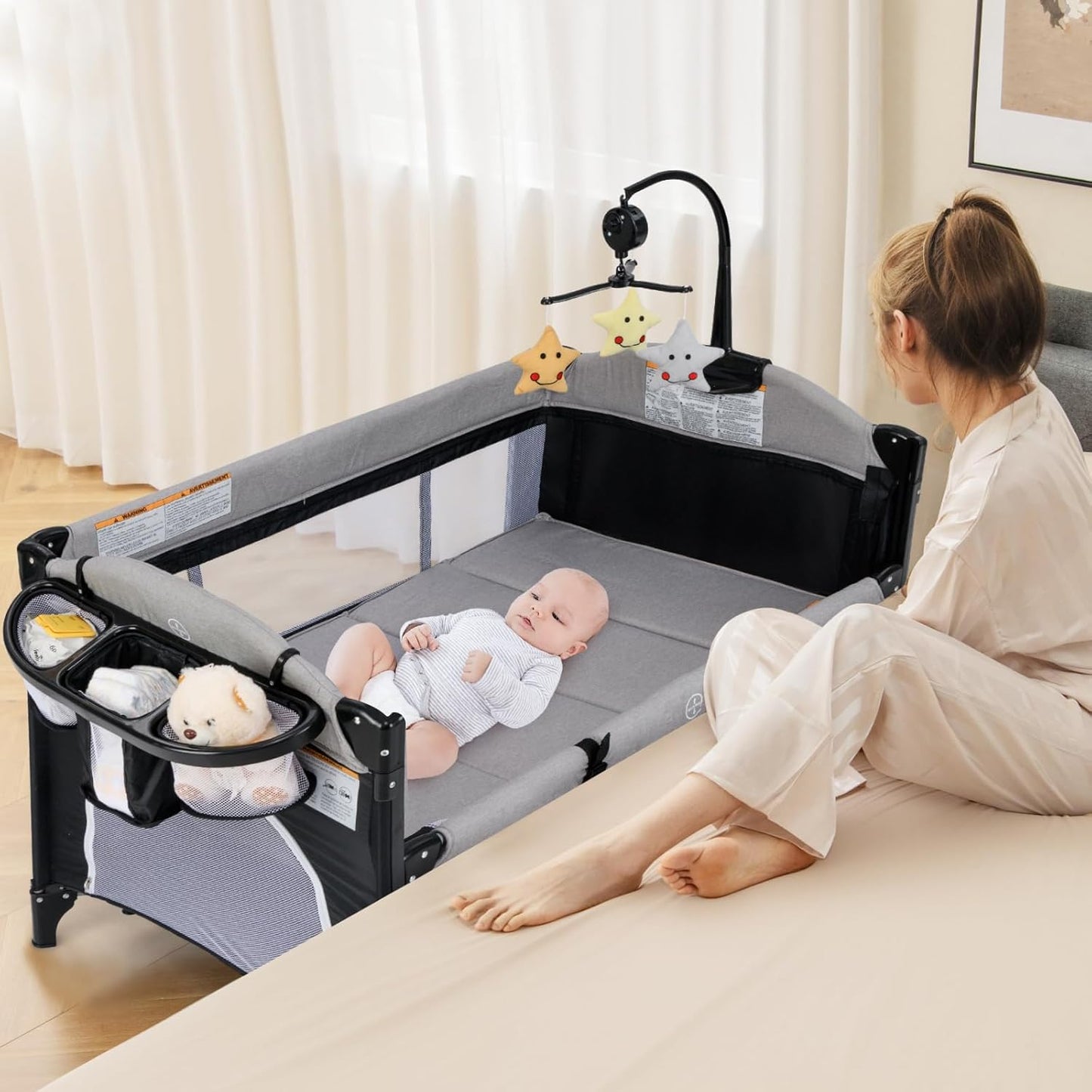 INFANS 5 in 1 Pack and Play: Versatile Baby Bedside Sleeper