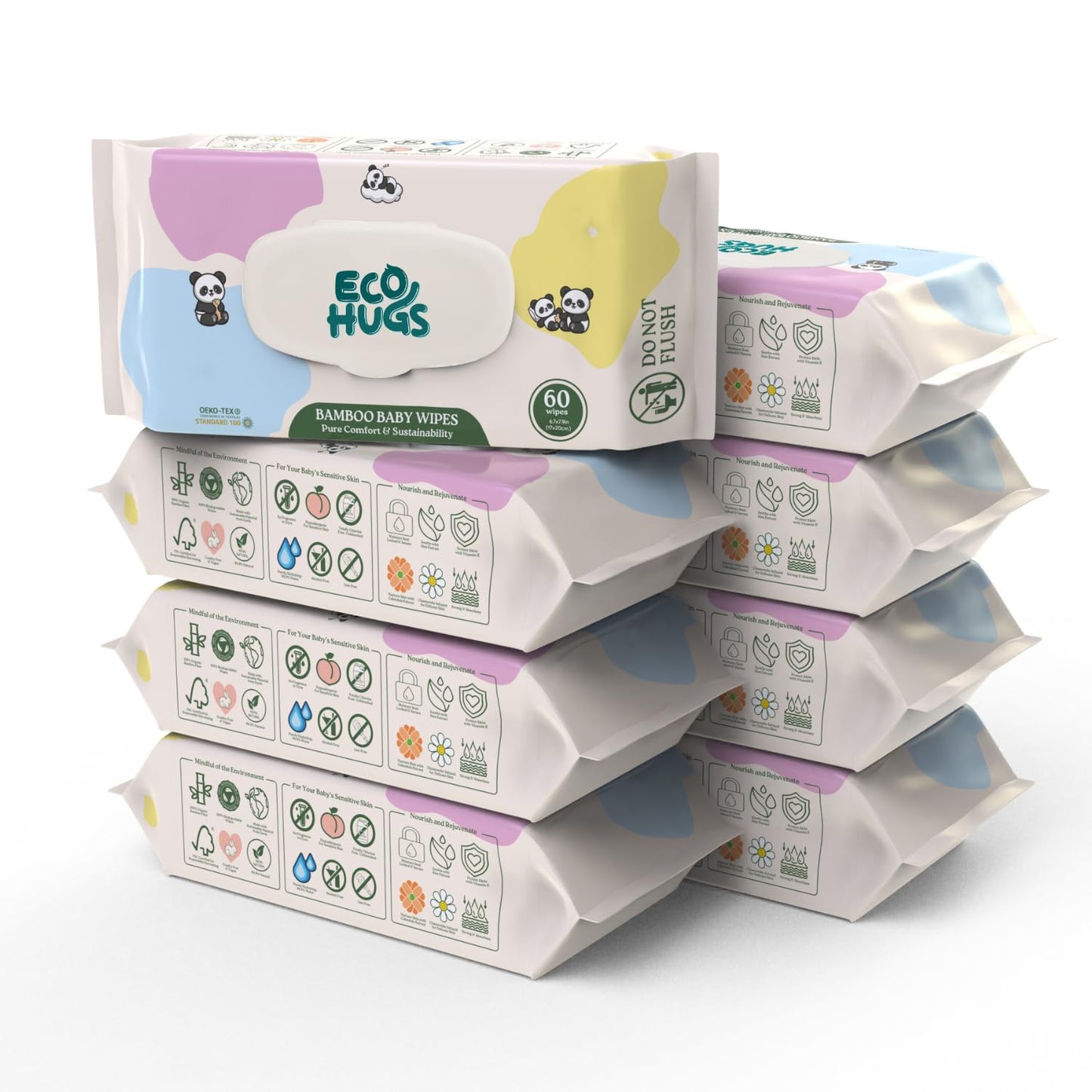 EcoHugs Organic Bamboo Baby Wipes, Gentle & Hypoallergenic