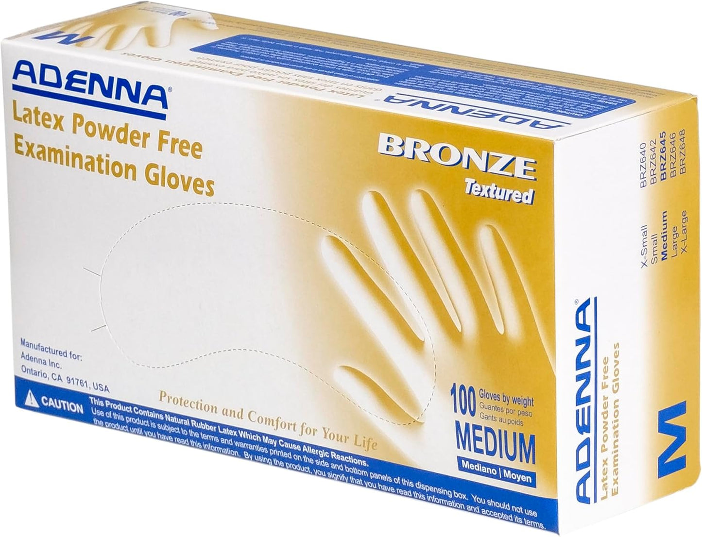 Adenna BRZ645 Latex Gloves - Strong 5.5 mil for Medical Use
