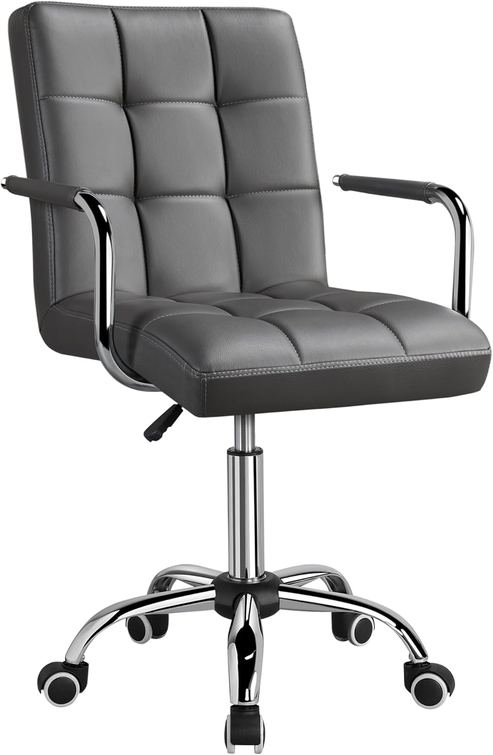 Yaheetech Grey PU Leather Desk Chair - Adjustable & Comfy
