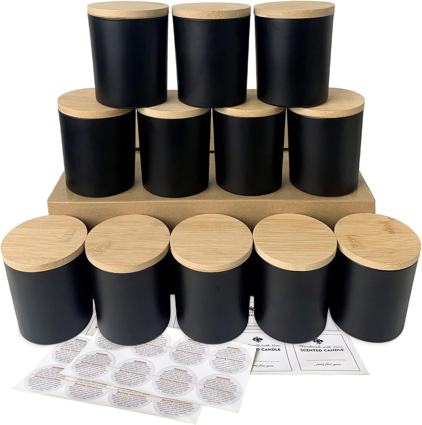10 OZ Matte Black Glass Candle Jars for DIY Candle Making