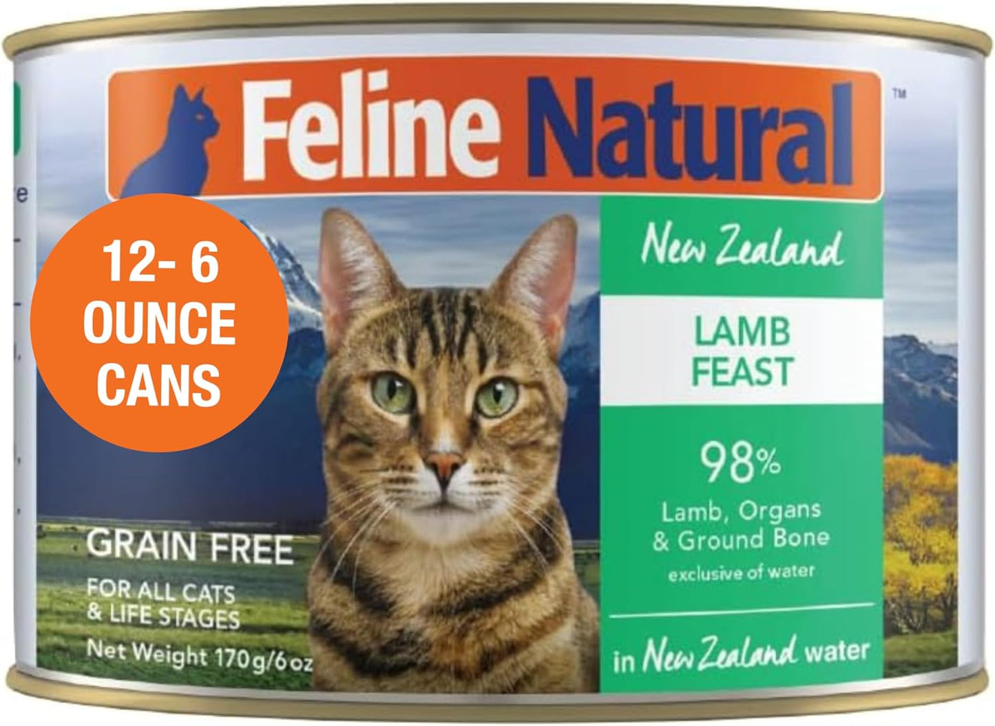 Feline Natural High-Meat Grain Free Wet Cat Food Lamb Feast 6 oz