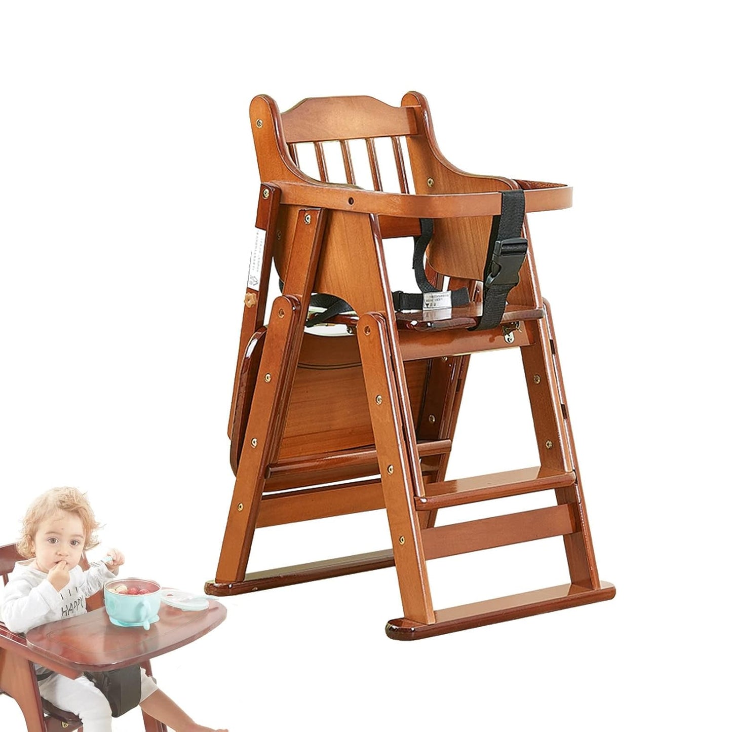 Adjustable Wood High Chair: Safe & Stylish Dining for Kids