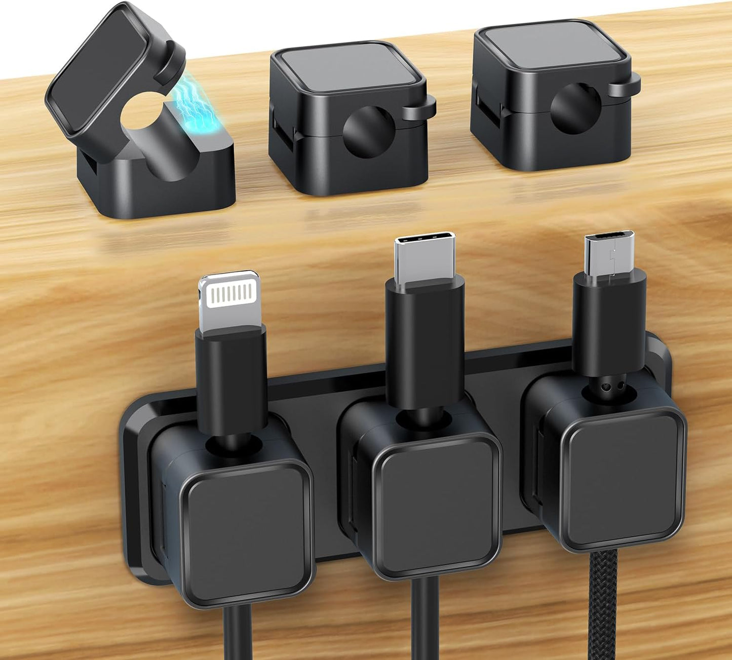 6 Pack Magnetic Cable Clips for Desk Organization