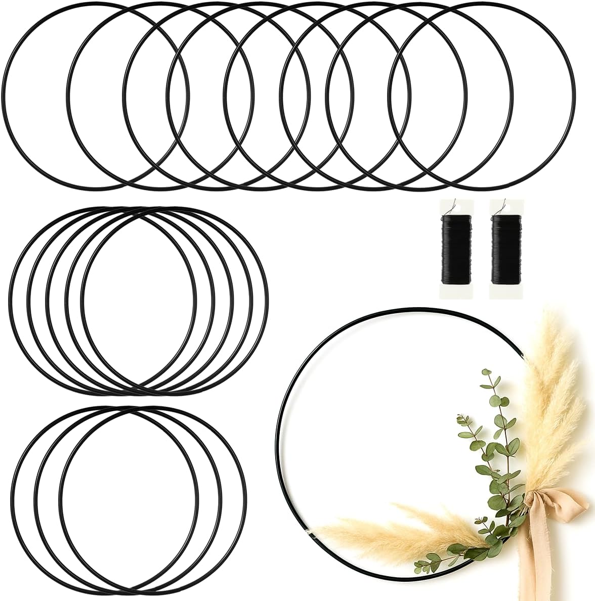16 Pack 18 Inch Metal Floral Hoops for Crafts and Wreaths