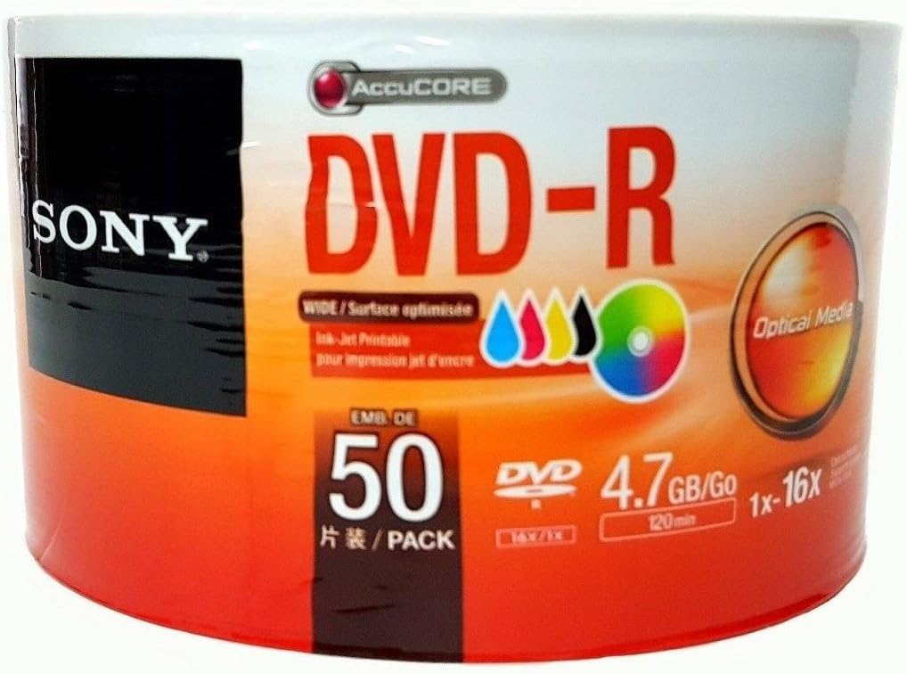 Sony 50 Pack DVD-R Blank Media Disc for High-Quality Printing