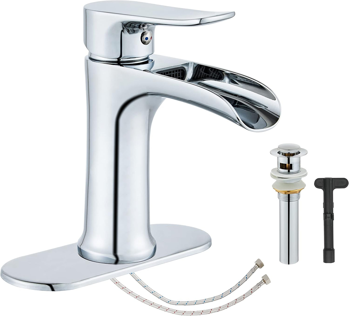 Waterfall Chrome Bathroom Faucet for Serene Sink Experience