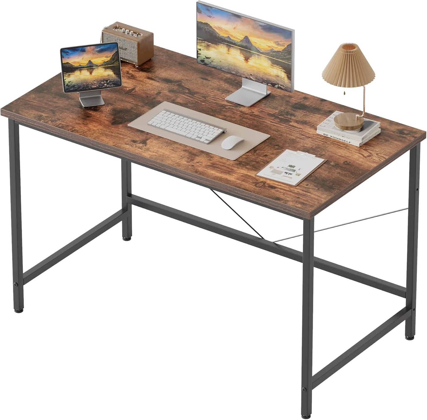 Mericonia Computer Desk for Small Spaces - Rustic Brown Style