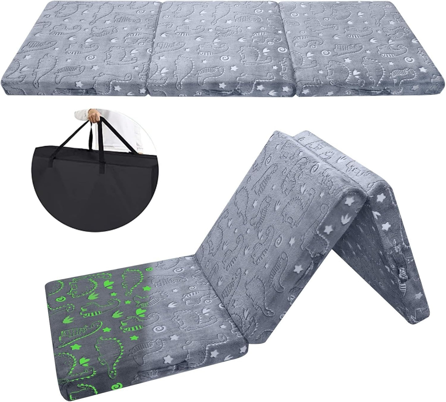 Glow Dinosaur Foldable Floor Mattress for Kids by MeMoreCool
