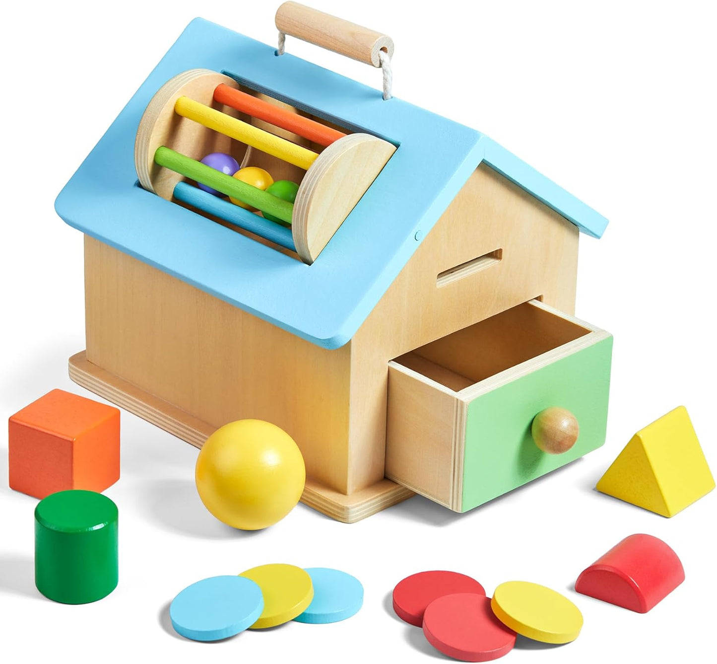 Montessori 5-in-1 Wooden Baby Drop Toy - Toddler Learning Essential