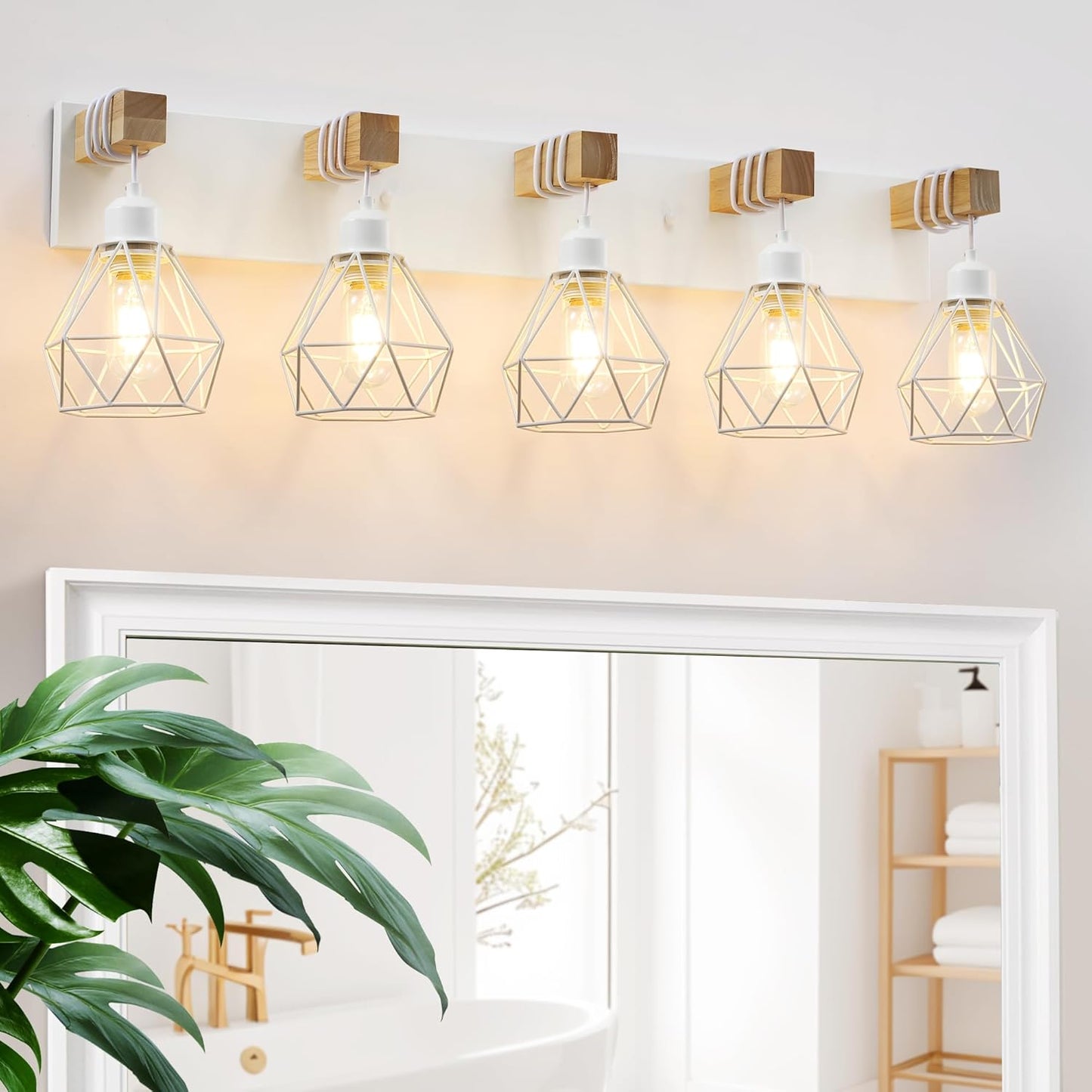 Charming White Bathroom Vanity Light Fixtures for Rustic Decor