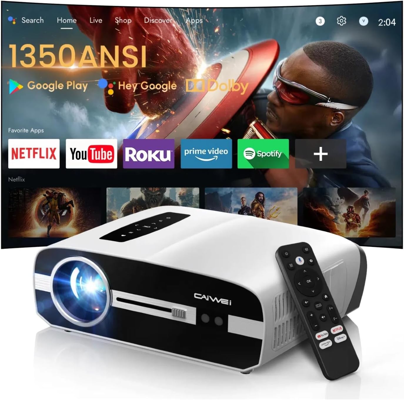 4K Google TV Projector - WiFi6, Dolby Audio, ToF Laser Focus