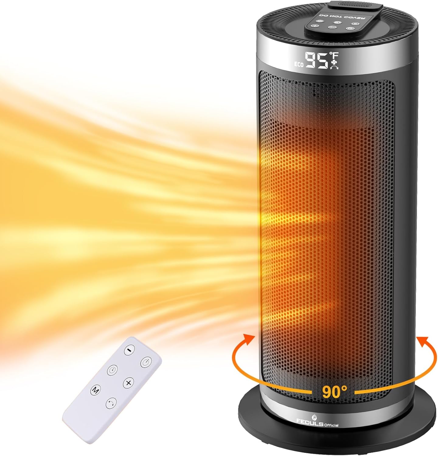 Efficient 1500W Space Heater w/ Remote & Timer | 4 Heat Modes | Safe & Portable | Feculs