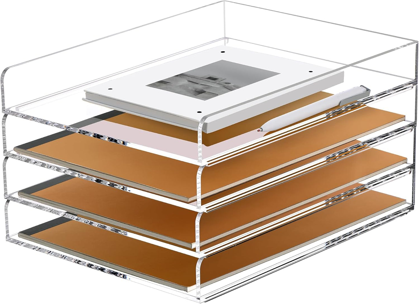 SANRUI 4 Tier Stackable Paper Letter Tray for Organized Workspace