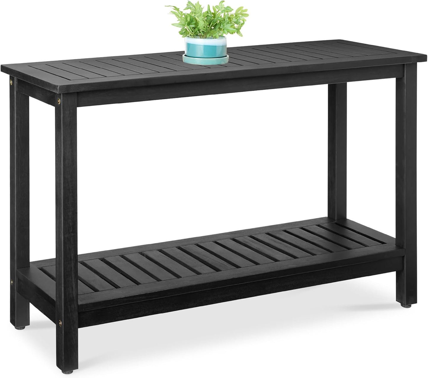 48in Eucalyptus Wooden Console Table for Indoor and Outdoor Use
