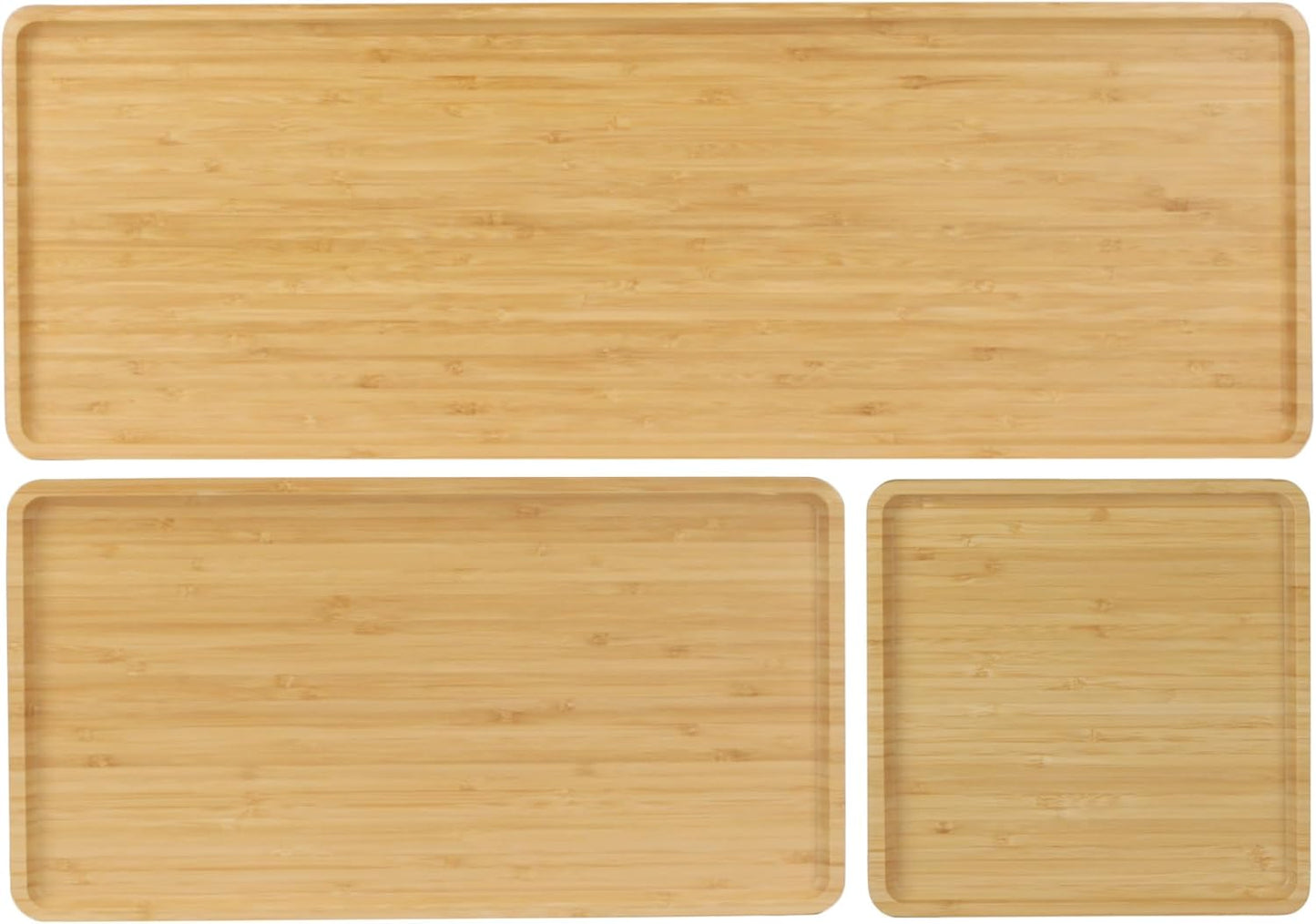 BambooMN Rectangular Nested Bamboo Serving Trays for Every Occasion
