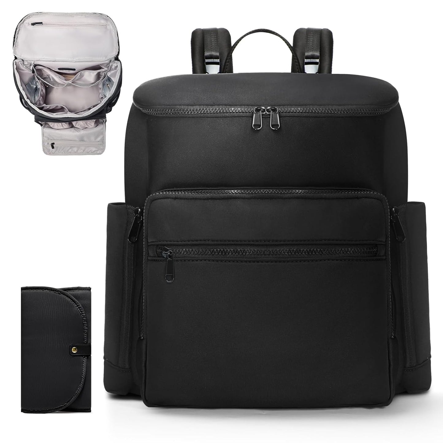 Large Neoprene Diaper Bag Backpack with Insulated Pockets