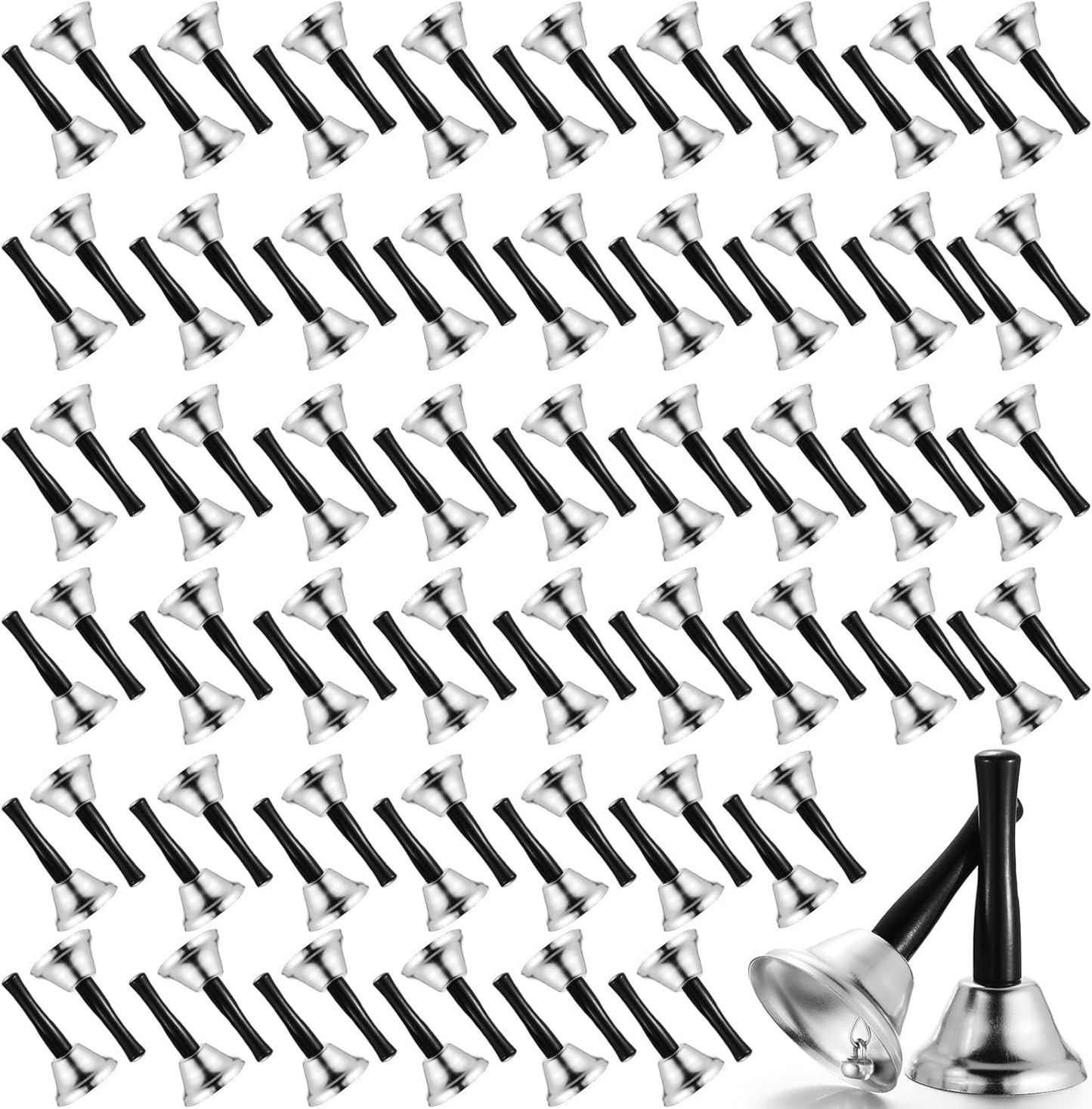100 Pcs Metal Ringing Bells for Weddings and Events - Silver