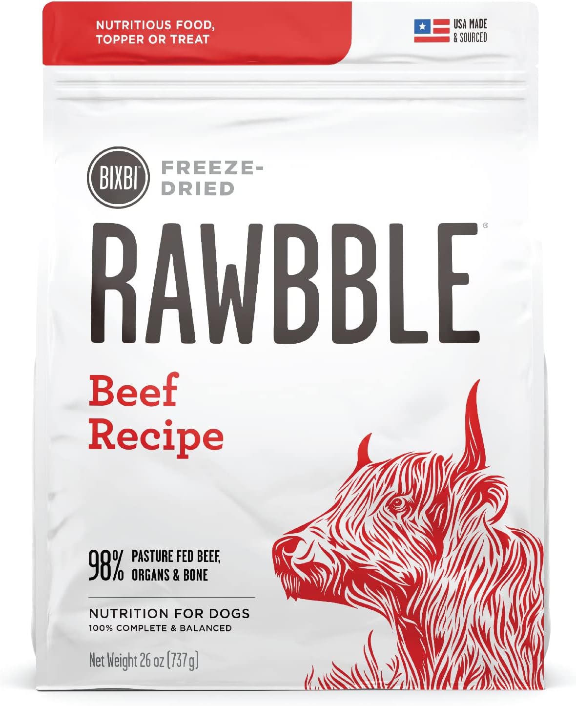 BIXBI Rawbble Freeze Dried Dog Food, Beef Recipe for Dogs