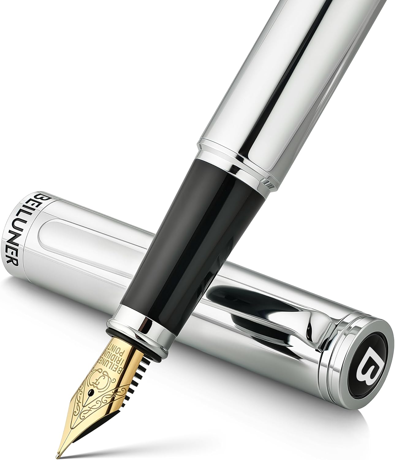 BEILUNER Silver Fountain Pen - Elegant Luxury Writing Instrument