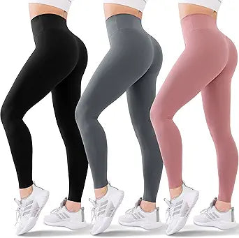 Blisset 3 Pack High Waisted Leggings for Women - Soft Athletic Pants