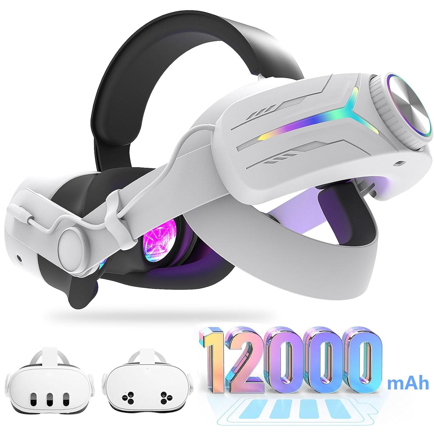 12000mAh Fast-Charging Battery Head Strap for Meta Quest 3/3S