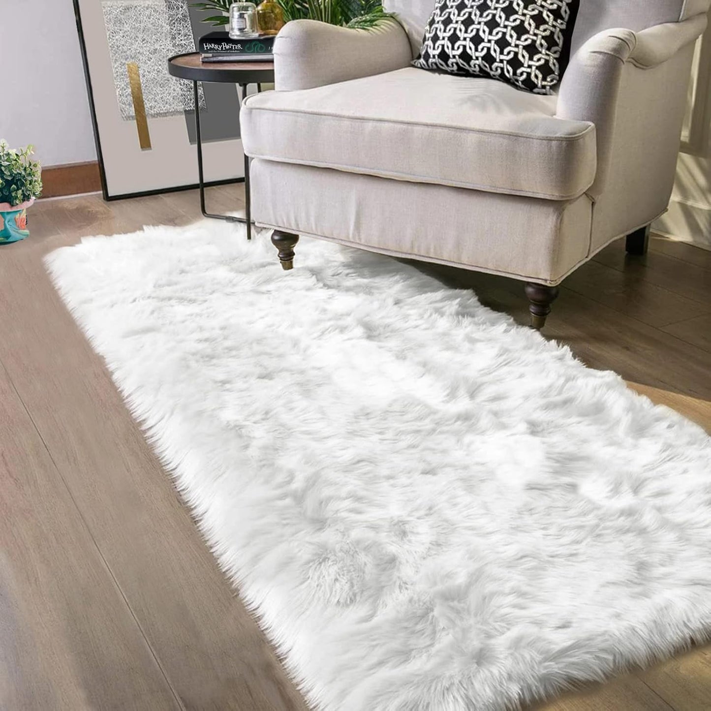 Latepis 2x6 White Runner Faux Fur Sheepskin Rug for Luxury Decor