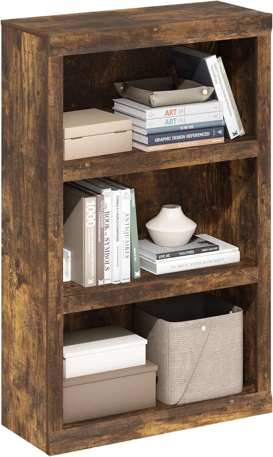 Furinno Rail 3-Tier Open Shelf Bookcase for Small Spaces