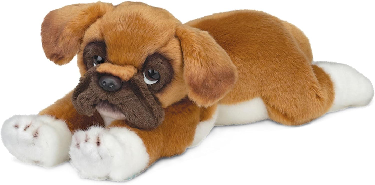 Realistic Dog Plush Boxer Brown Puppy Stuffed Animal Cuddle Buddy