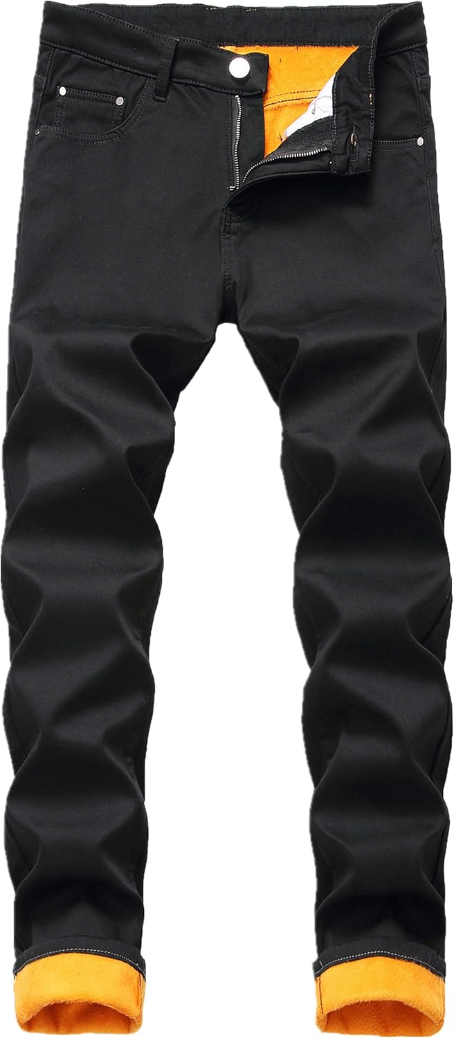 GUNLIRE Men's Thermal Fleece Lined Jeans for Winter Comfort