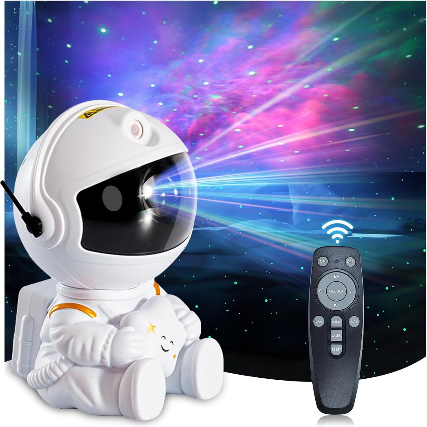 Starry Astronaut Night Light - Remote Control Nebula Projection