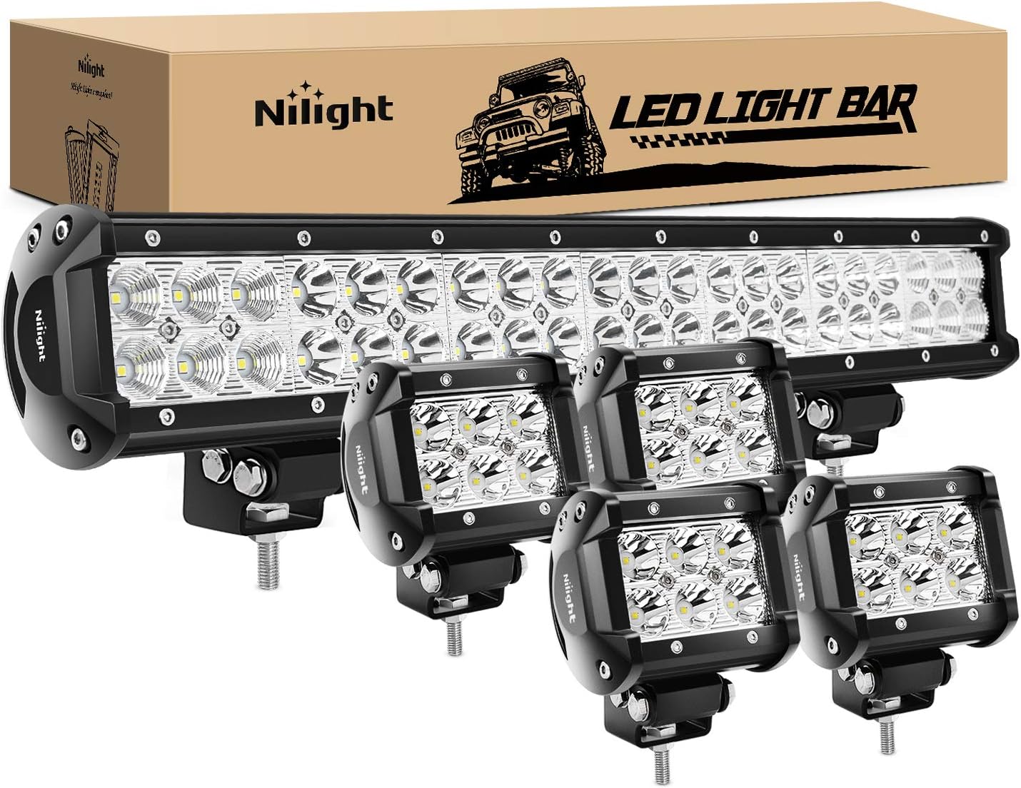 Nilight 20Inch 126W Spot Flood Combo LED Light Bar for Off-Road