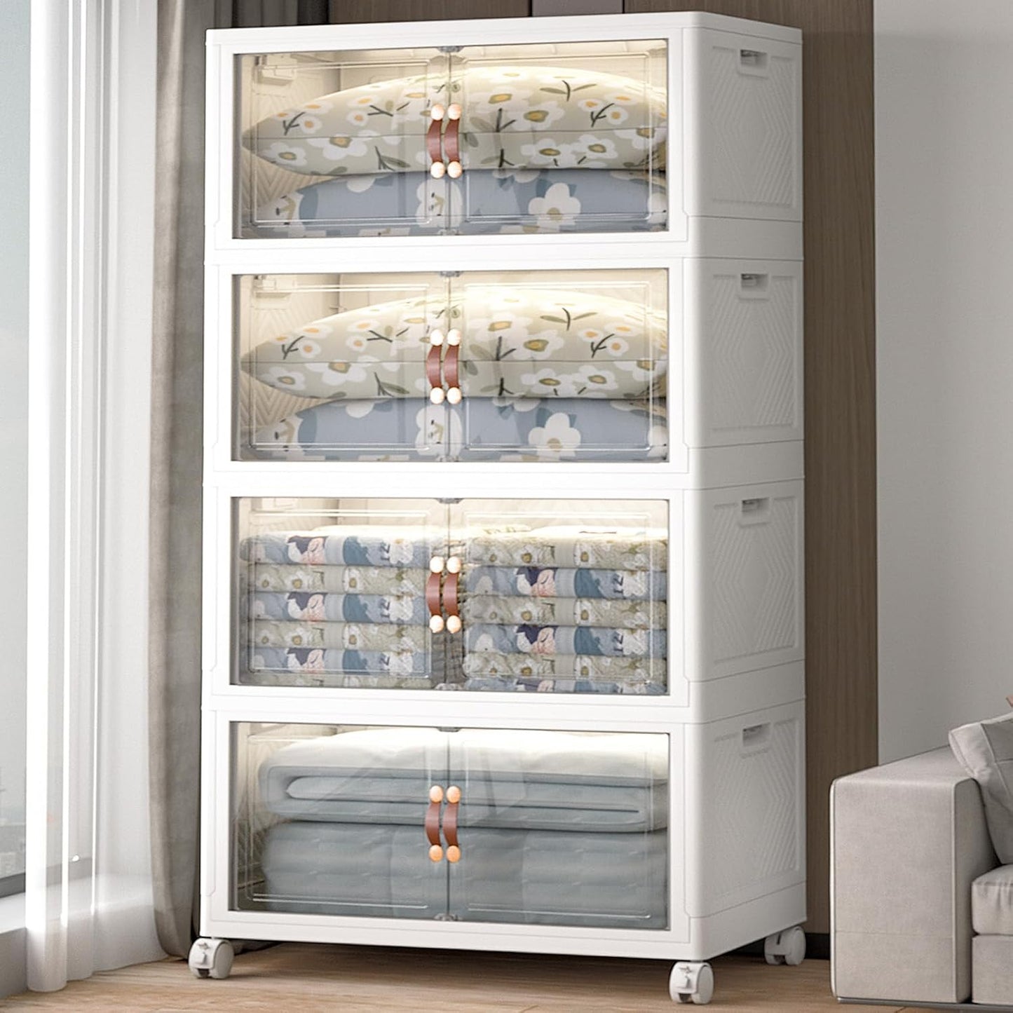 Extra Large Stackable Storage Bins with Lids and Wheels for Home