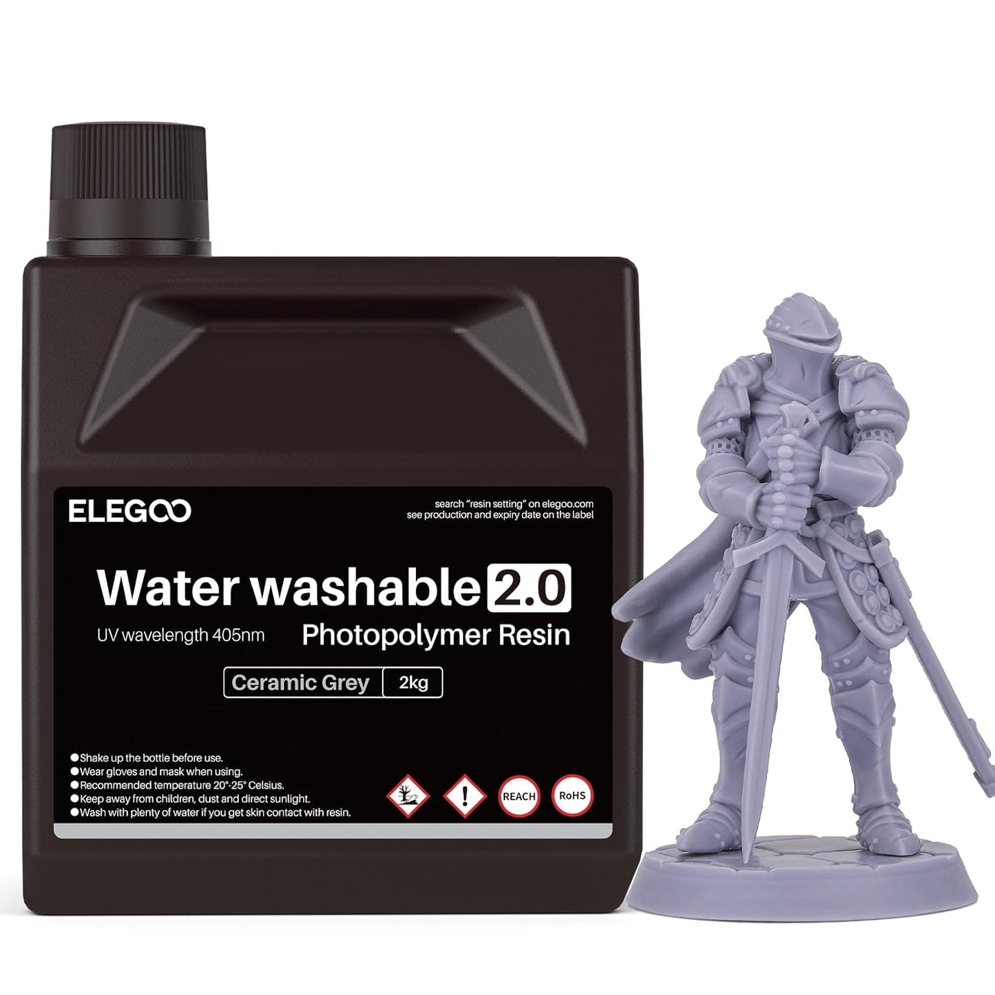 ELEGOO Upgraded Water Washable Resin 2.0 for 3D Printing