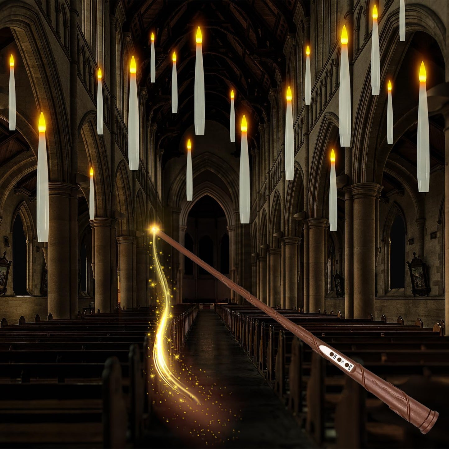 Floating Candles with Wand by JUNEMOOD for Christmas Decor