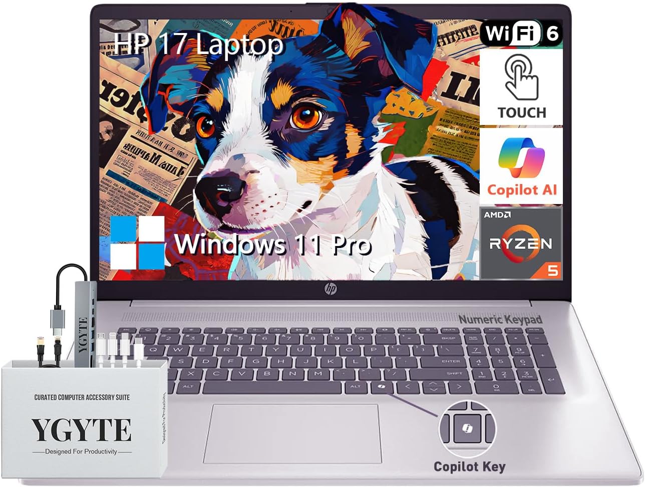 HP 17 Inch Touchscreen Laptop with AMD Ryzen 5 for Professionals
