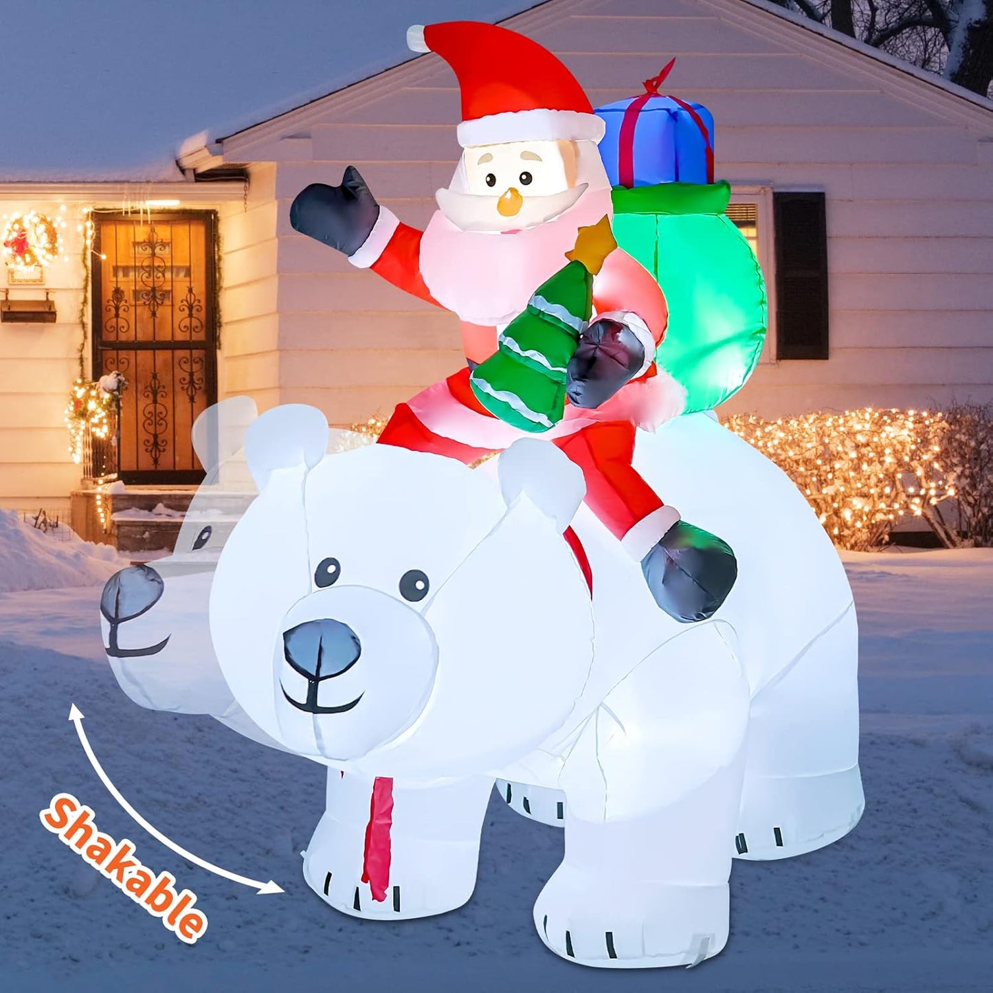 GOOSH 6 FT Christmas Inflatables Santa Riding Bear for Yard