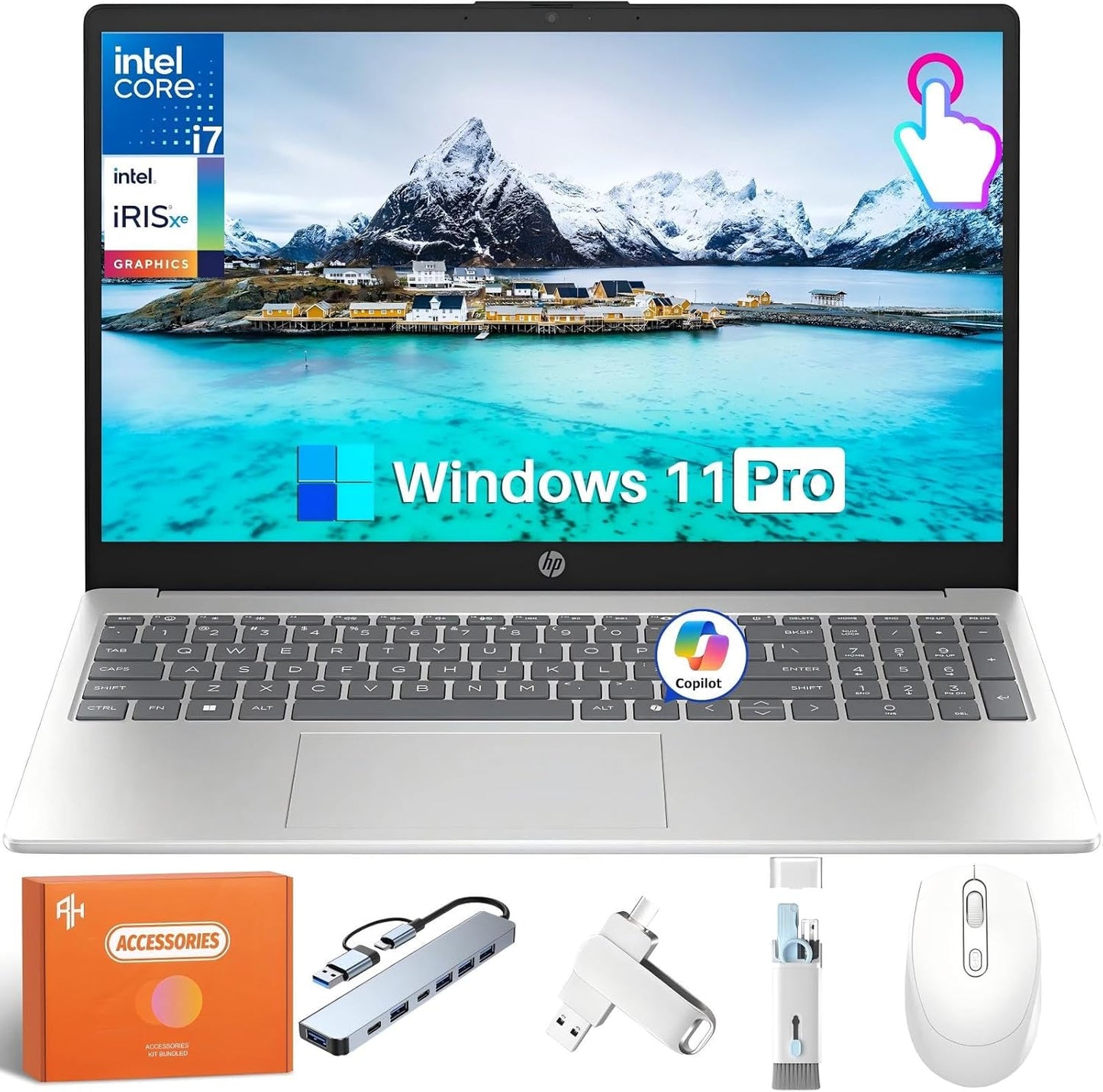 HP 15.6 Touchscreen Laptop for Business with Intel i7 Power