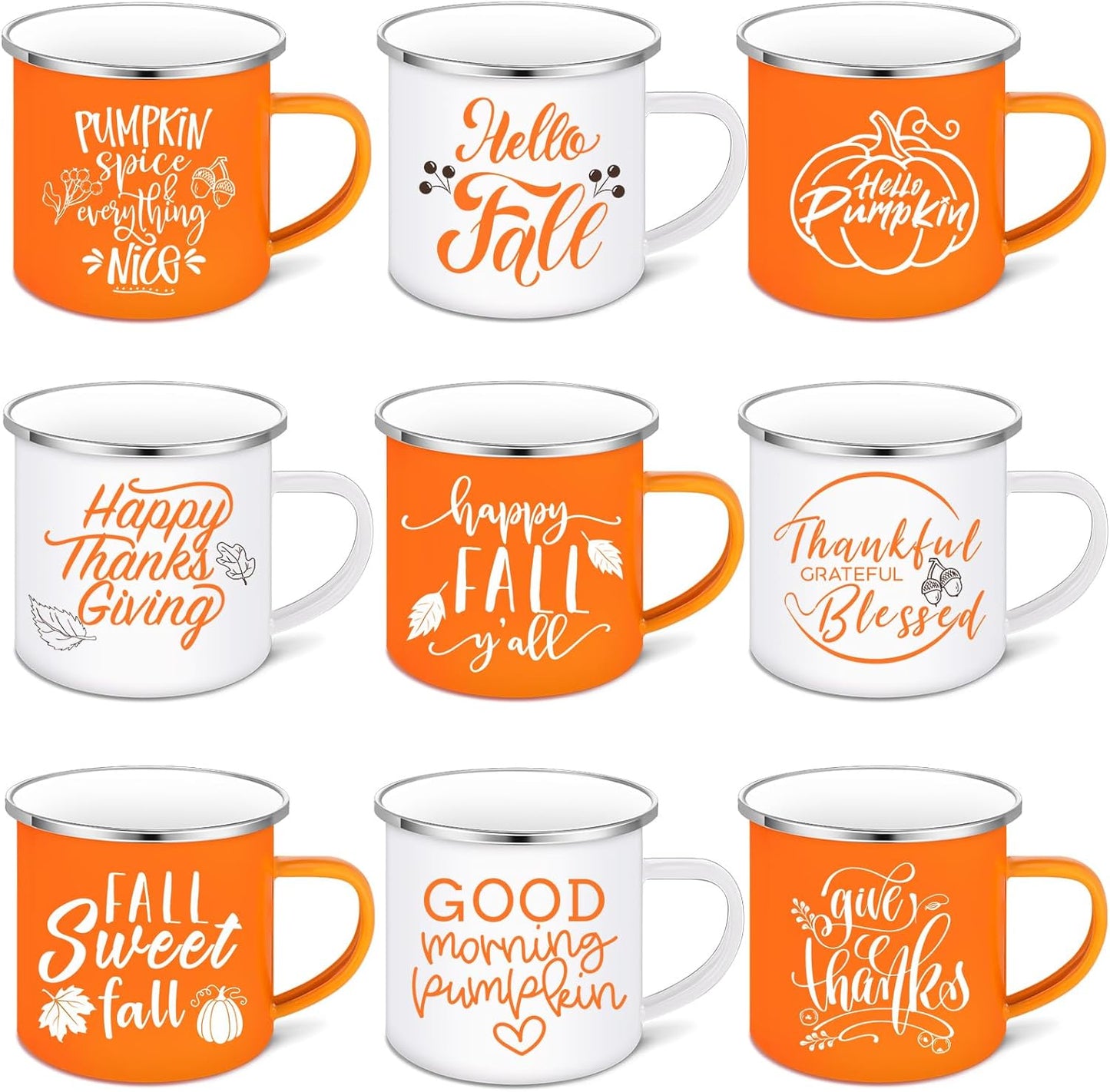 9 Pcs Fall Mugs Set for Thanksgiving and Autumn Gatherings