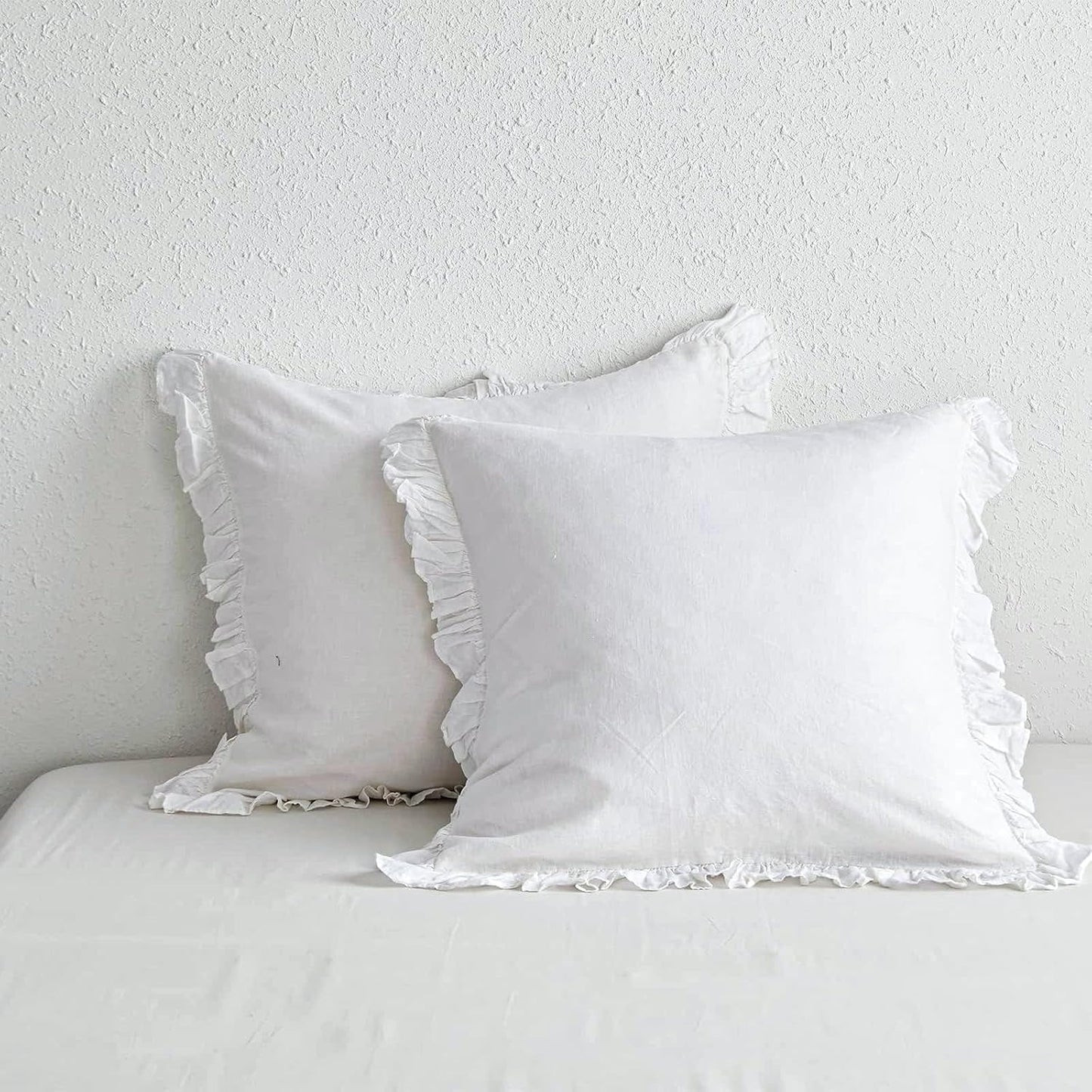Luxurious 100% Linen Euro Sham Covers with Ruffle Design