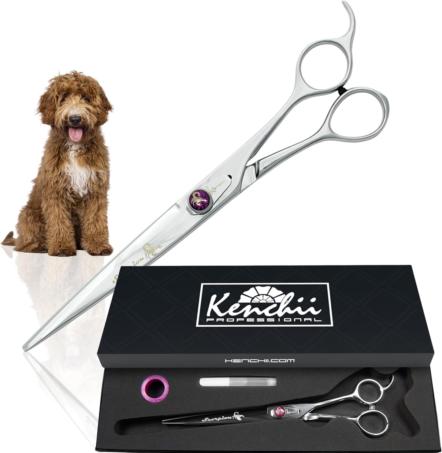 Kenchii Scorpion 8 Inch Straight Grooming Scissors for Pets