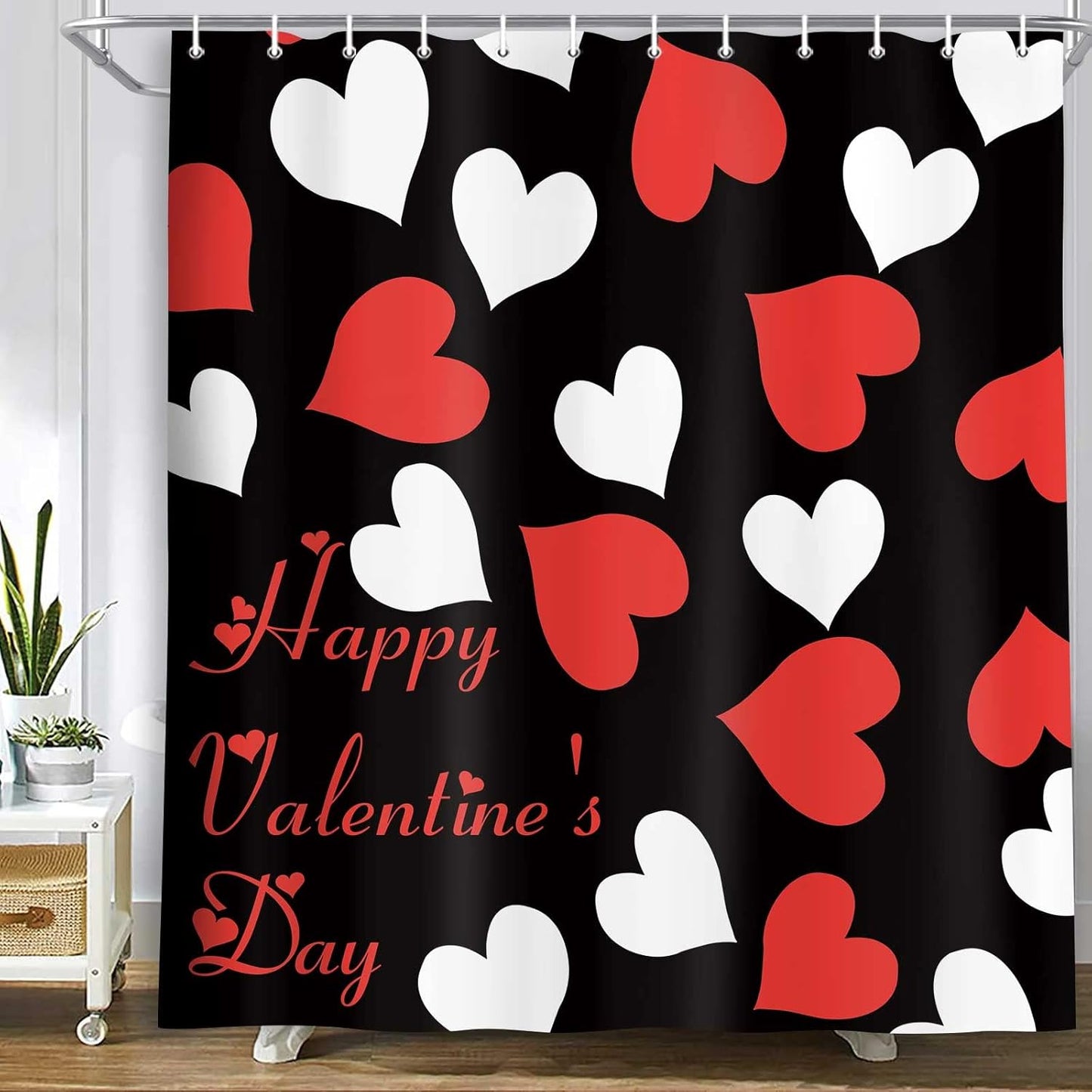Romantic Heart Lovers Shower Curtain Set