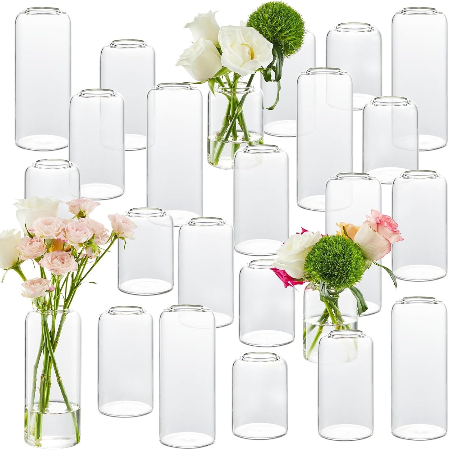 Glass Bud Vases Set of 24 for Beautiful Flower Arrangements