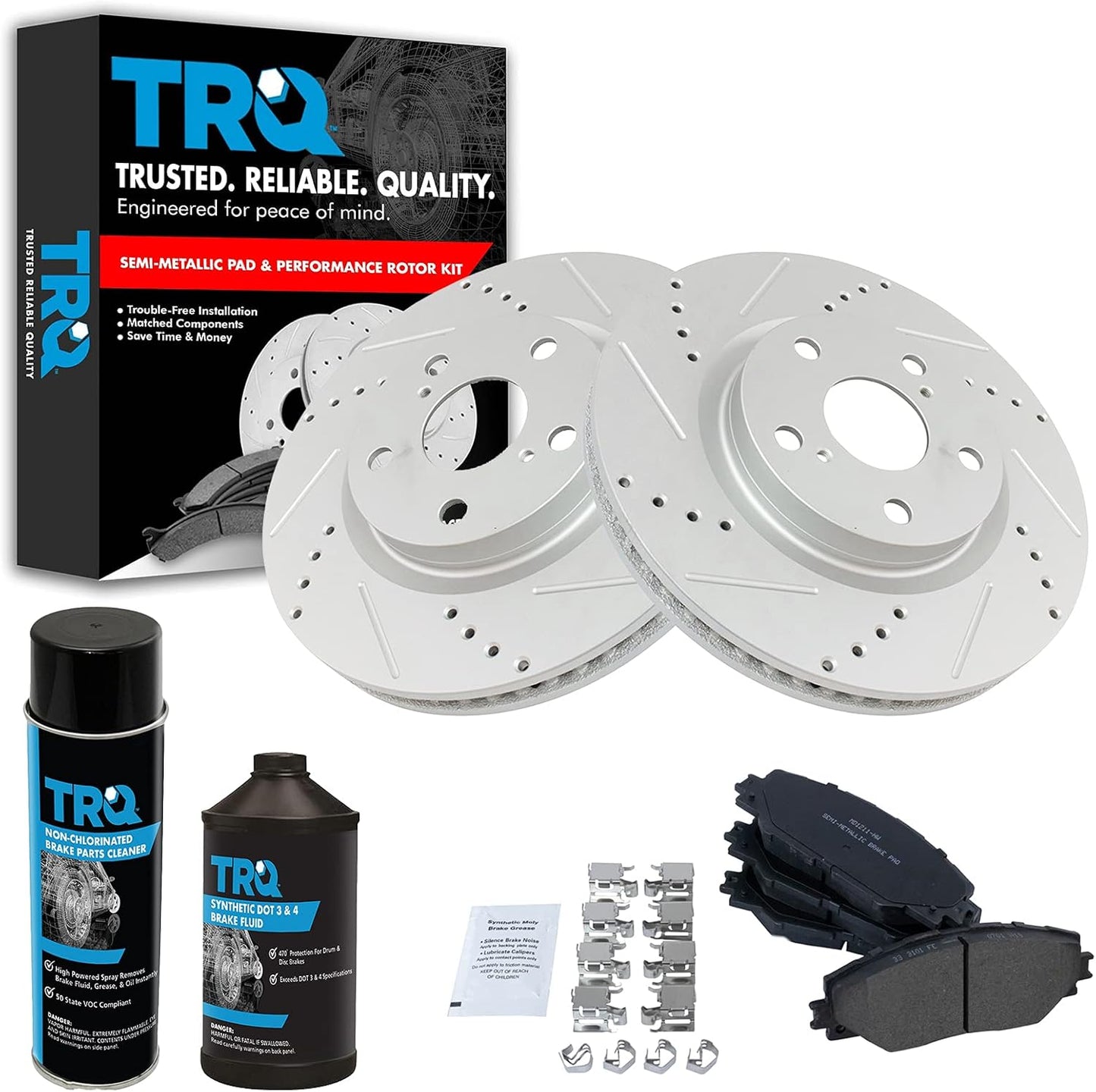 TRQ Front Brake Pad & Rotor Kit for 17-18 Corolla iM and More