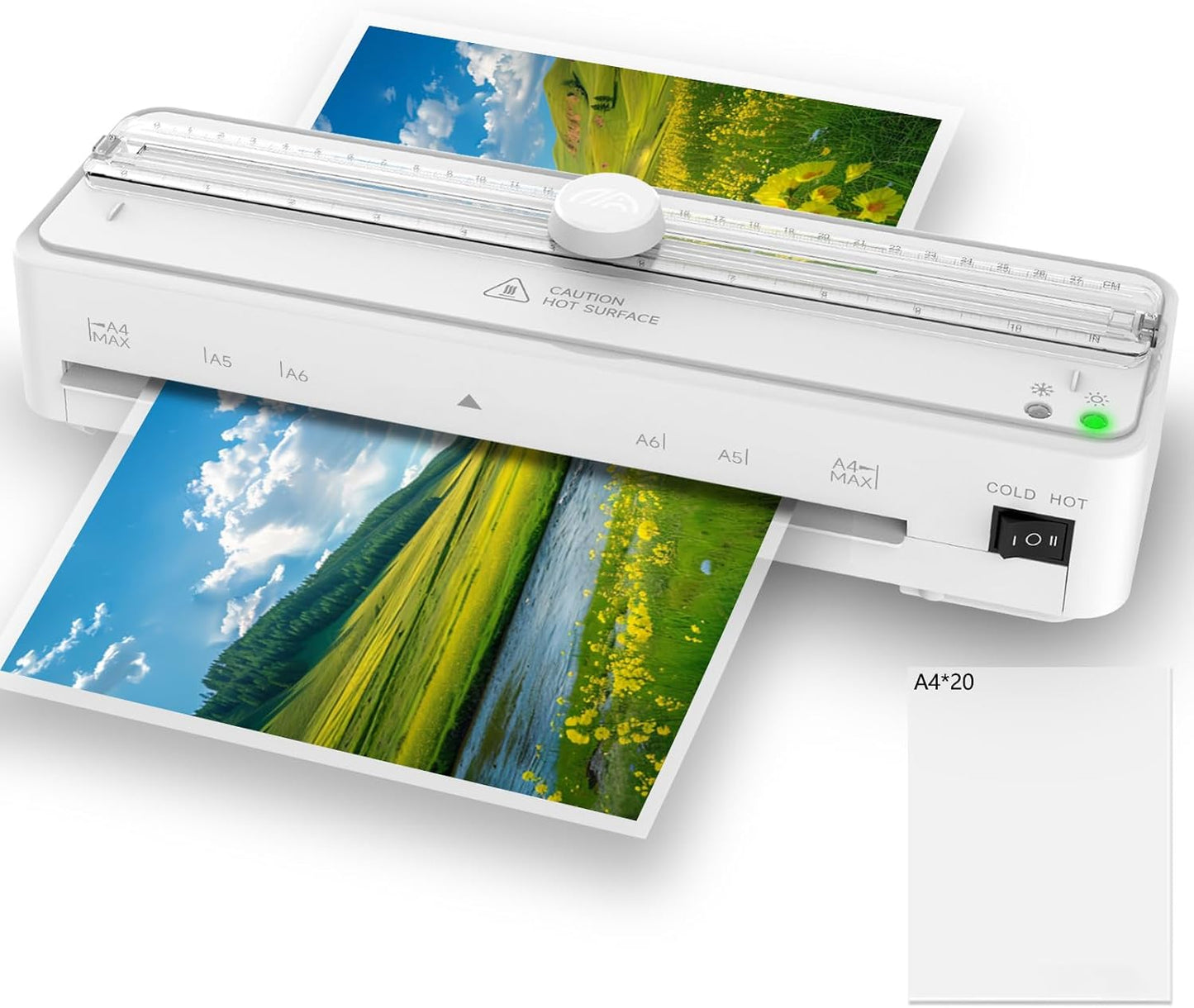 Locamp 9-inch Laminator + 20 Sheets: Cold & Thermal, Built-in Cutter