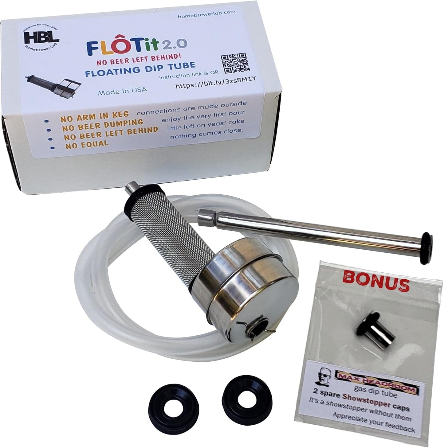 FLOTit 2.0 Floating Dip Tube with Double Filter for Clear Beer